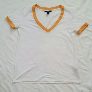 {F21} Yellow Collared White Tee